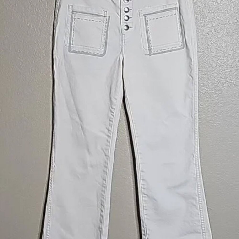 Kerri Rosenthal 29 Ivory Button fly high rise denim jeans
